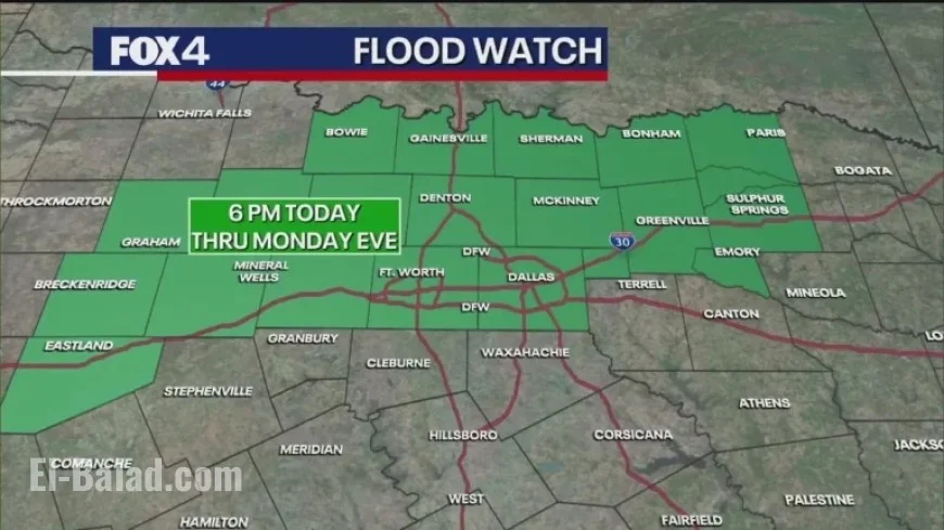 Flood Watch Alert for Areas North of I-20 in Dallas