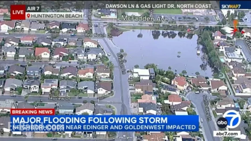 Storm Causes Severe Flooding in Huntington Beach Neighborhood