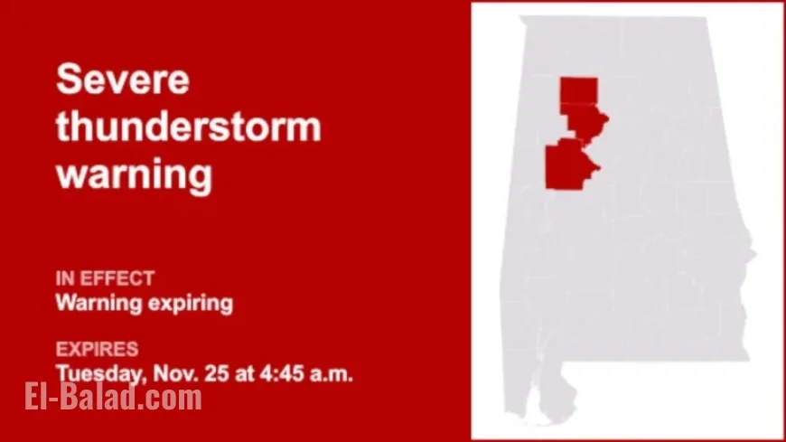 Alabama Thunderstorm Warning Set to Expire at 4:45 a.m.