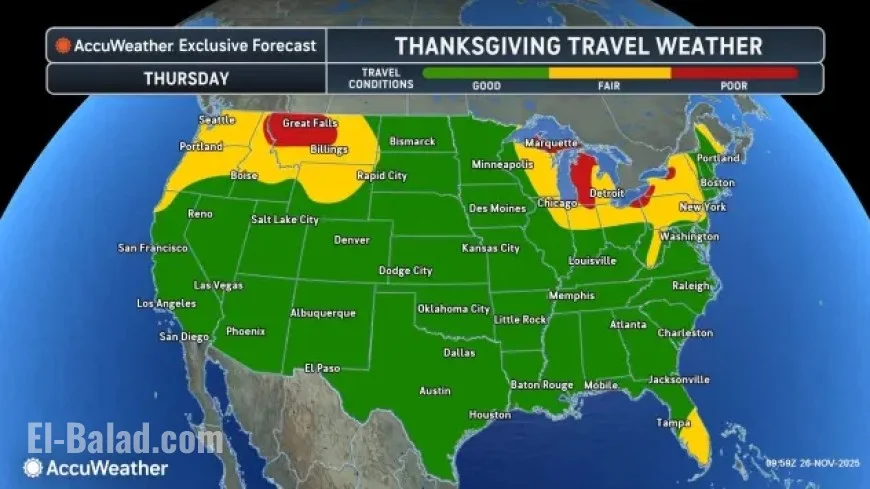 Thanksgiving weather forecast: NWS warns of lake-effect snow, high winds from the Great Lakes to the Northeast