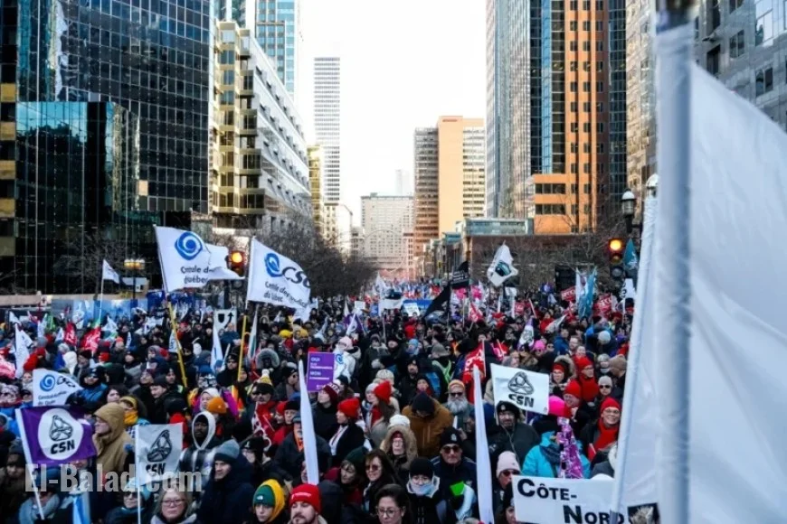 Tens of Thousands Protest Against Legault Government in Union Coalition