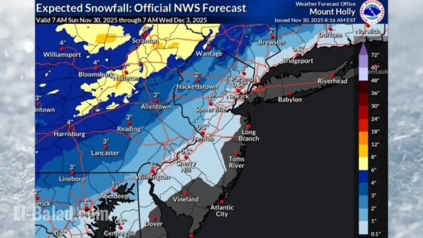 New Jersey Forecast: Up to 4 Inches of Snow Expected Tuesday