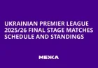 Ukrainian Premier League 2025/26: Final Stage Schedule and Standings