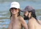 52-Year-Old Star Enjoys Topless Beach Getaway