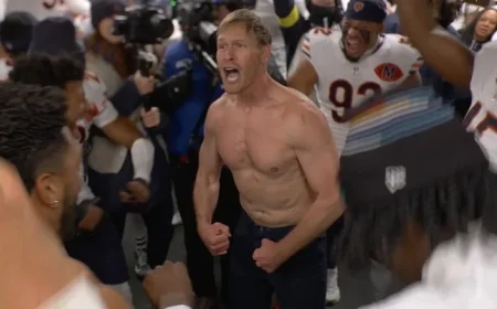 Bears Coach Johnson Explains Going Shirtless to Inspire City Engagement
