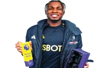 Chukwueze Celebrates EPL Man of the Match Honor