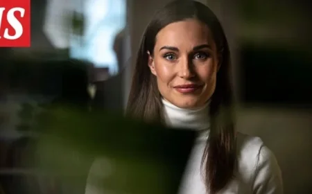 Sanna Marin Models in Mini Skirt for Gloria Fashion Shoot