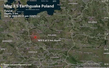 Magnitude 3.5 Earthquake Strikes 10 km Southwest of Glogow, Poland