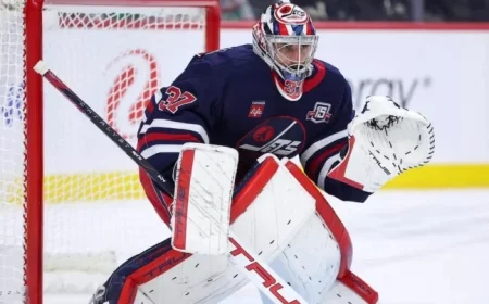 Jets Goalie Hellebuyck Set to Skate Soon, Timeline Unchanged