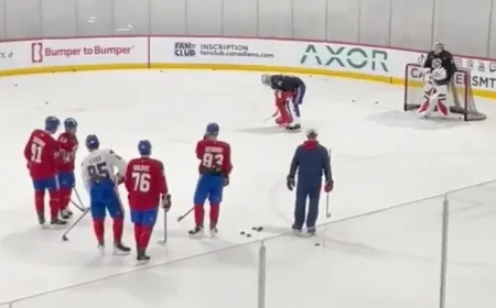 Jakub Dobes Exits Brossard Practice After Late-Session Shot Injury