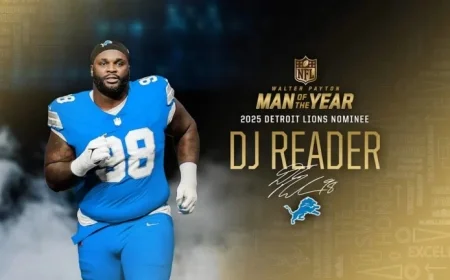 DL DJ Reader Wins Detroit Lions 2025 Walter Payton NFL Man of the Year Award