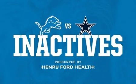 Lions Face Cowboys: Key Inactive Players Revealed