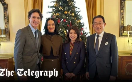 Katy Perry, Justin Trudeau Meet With Former Japanese Prime Minister