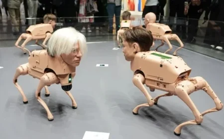 Beeple Transforms Musk, Warhol, and Bezos into Robotic Dogs at Art Basel