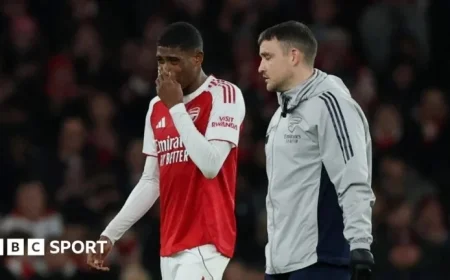 Arsenal’s Mosquera Faces Six-Week Sideline Due to Ankle Injury