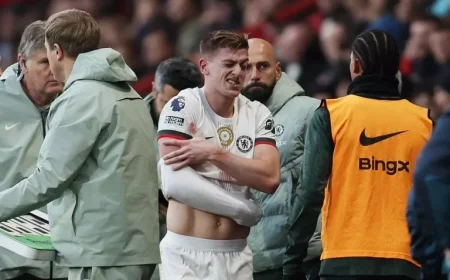 Chelsea’s Liam Delap Exits Game with Suspected Shoulder Injury Against Bournemouth