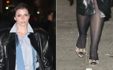 Julia Fox Reinvents Menswear with Gucci Python Pumps Amid Snakeskin Trend Surge