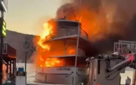 Tour Boat Engulfed in Flames on Lake George