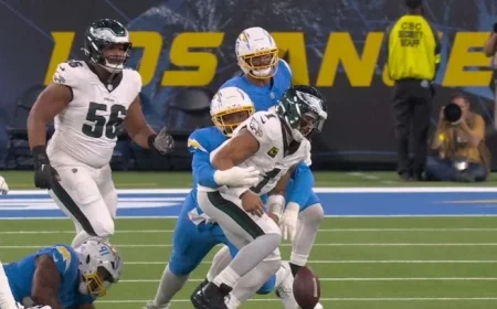 Eagles-Chargers Game: Shocking Single Snap Sees INT and Two Fumbles