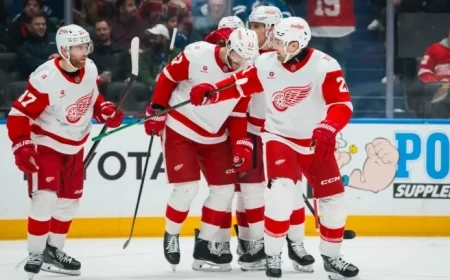 John Gibson Achieves First Shutout as Red Wings Win 4-0