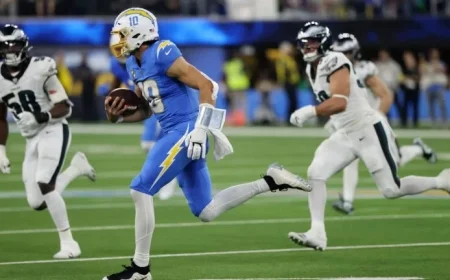 Jim Harbaugh Hails Justin Herbert as a Superhero Quarterback