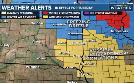 Blizzard Warning: Upper Midwest Braces for Whiteout Conditions, Dangerous Travel From Late Tuesday Into Wednesday
