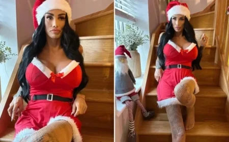 Katie Price Flaunts Weight Loss and Bold Tattoos in Mrs. Claus Outfit