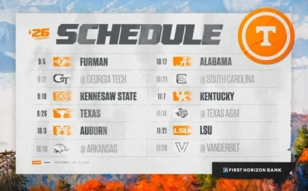 Tennessee Reveals 2026 Football Schedule Dates