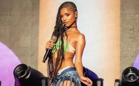 Tyla Impresses in Stunning Neon Bra and Shorts Ensemble