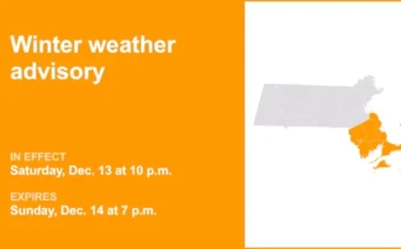 Winter Weather Advisory for 5 Massachusetts Counties Until Sunday Evening