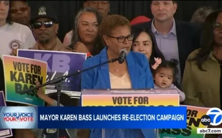 Karen Bass Kicks Off Re-Election Bid with Downtown LA Rally