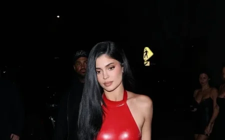 Kylie Jenner Celebrates Christmas in Striking Santa Red Latex Outfit