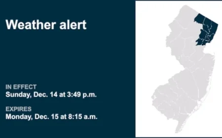 Weather Alert for 5 N.J. Counties Extended Until Monday Morning