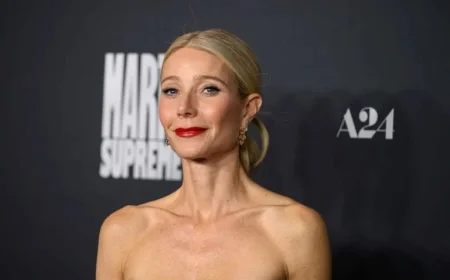 Gwyneth Paltrow Stuns in a Boldly Plunging Blazer and Trousers Set