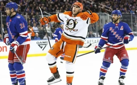 Gauthier’s Winning Goal Lifts Ducks Past Rangers in Third