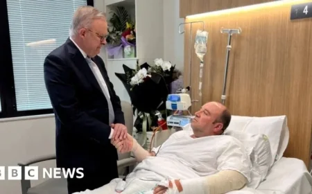 Australia PM Albanese Visits Hero Ahmed al Ahmed in Bondi Hospital