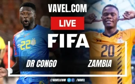 DR Congo Leads Zambia 1-0: Masuaku Scores Live