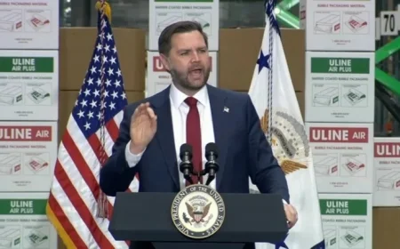 JD Vance Discusses Economy at Uline Shipping Supplies in Lehigh Valley