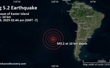 Magnitude 5.2 Earthquake Strikes Southeast of Easter Island on Dec 14, 2025
