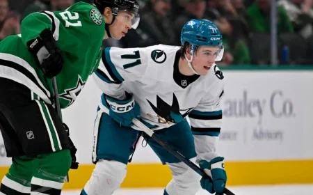 Stars Confront Celebrini in Upset Against Sharks