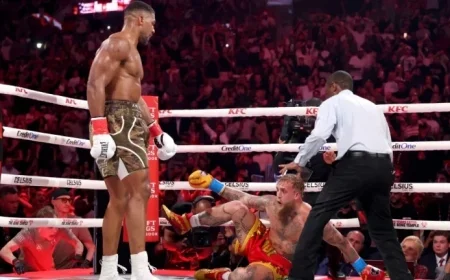 Anthony Joshua Knocks Out Paul, Breaking His Jaw