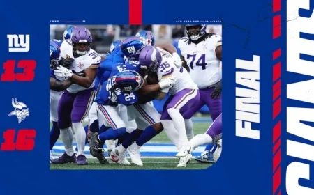 Vikings Defeat Giants 16-13 in Thrilling Game