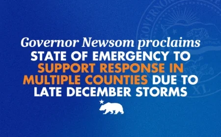 Governor Newsom Declares Emergency for Multiple Counties Amid December Storms