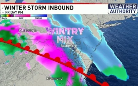Sleet and Freezing Rain Forecasted in Maryland Winter Weather Alert