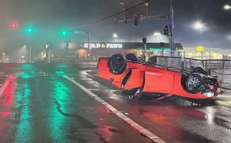 Rollover Crash in Pierce County Leaves Car Upside Down, No Injuries