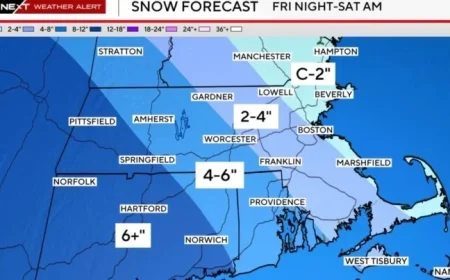Massachusetts Map Predicts Plowable Snowfall Tonight Through Saturday Morning