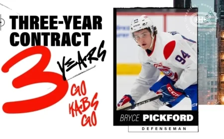 Montréal Canadiens Secure Bryce Pickford with Entry-Level Contract