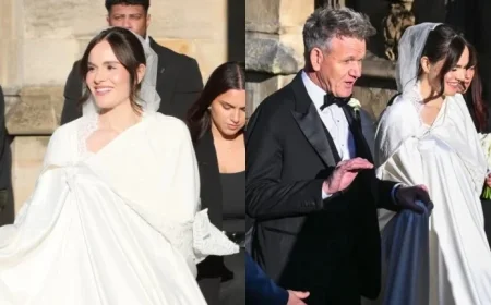 Holly Ramsay Weds Adam Peaty in Elegant White Lace Dress