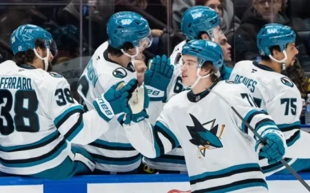 Celebrini Shines with Goal, Assist as Sharks Defeat Canucks 6-3, Ending Slide