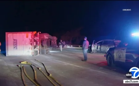 Overturned Truck Halts Traffic on Northbound 101 Freeway in Ventura County